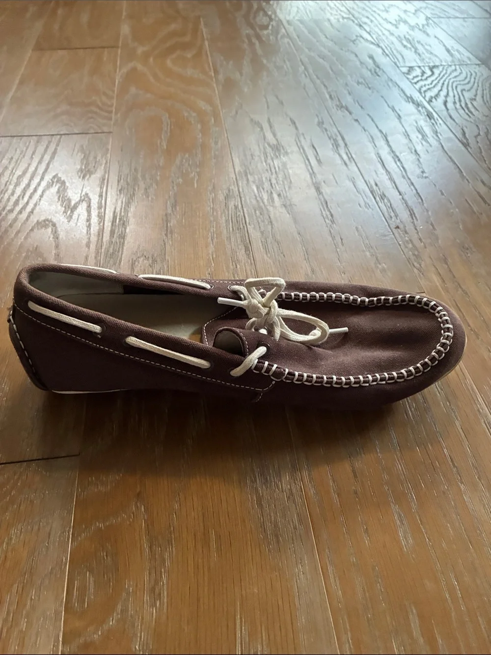 Cole Haan Brown Canvas Boat Shoes with White Laces